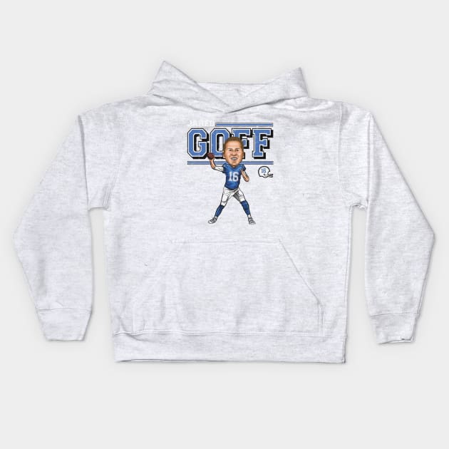 Jared Goff Detroit Cartoon Kids Hoodie by MASTER_SHAOLIN